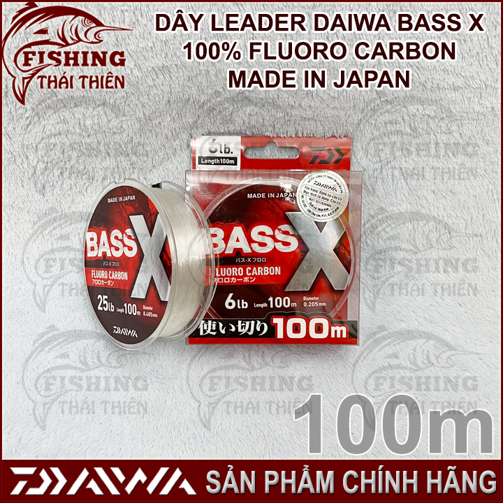 [HCM]Dây Câu Cá Leader Daiwa Bass X 100% Fluoro Carbon Cuộn 100m Made In Japan