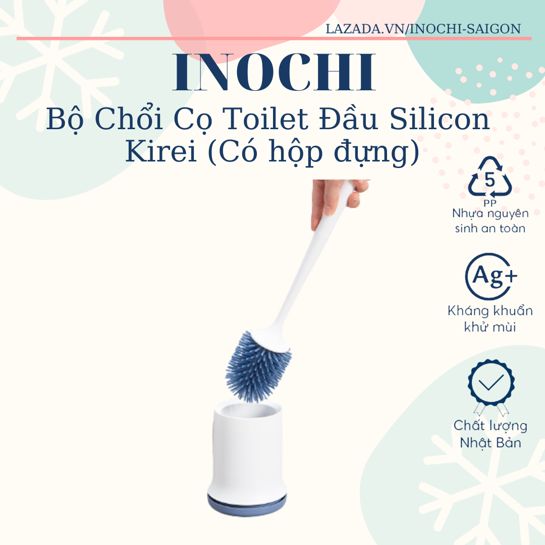 Bộ chổi cọ toilet đầu silicon Inochi Kirei