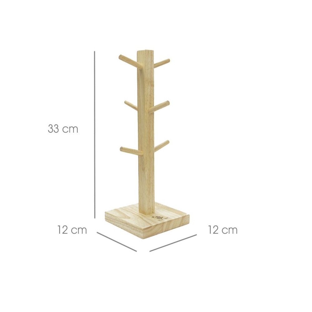 Cây treo ly thân vuông - kích thước: 12 x 12 x 3.3 cm - gỗ tự nhiên