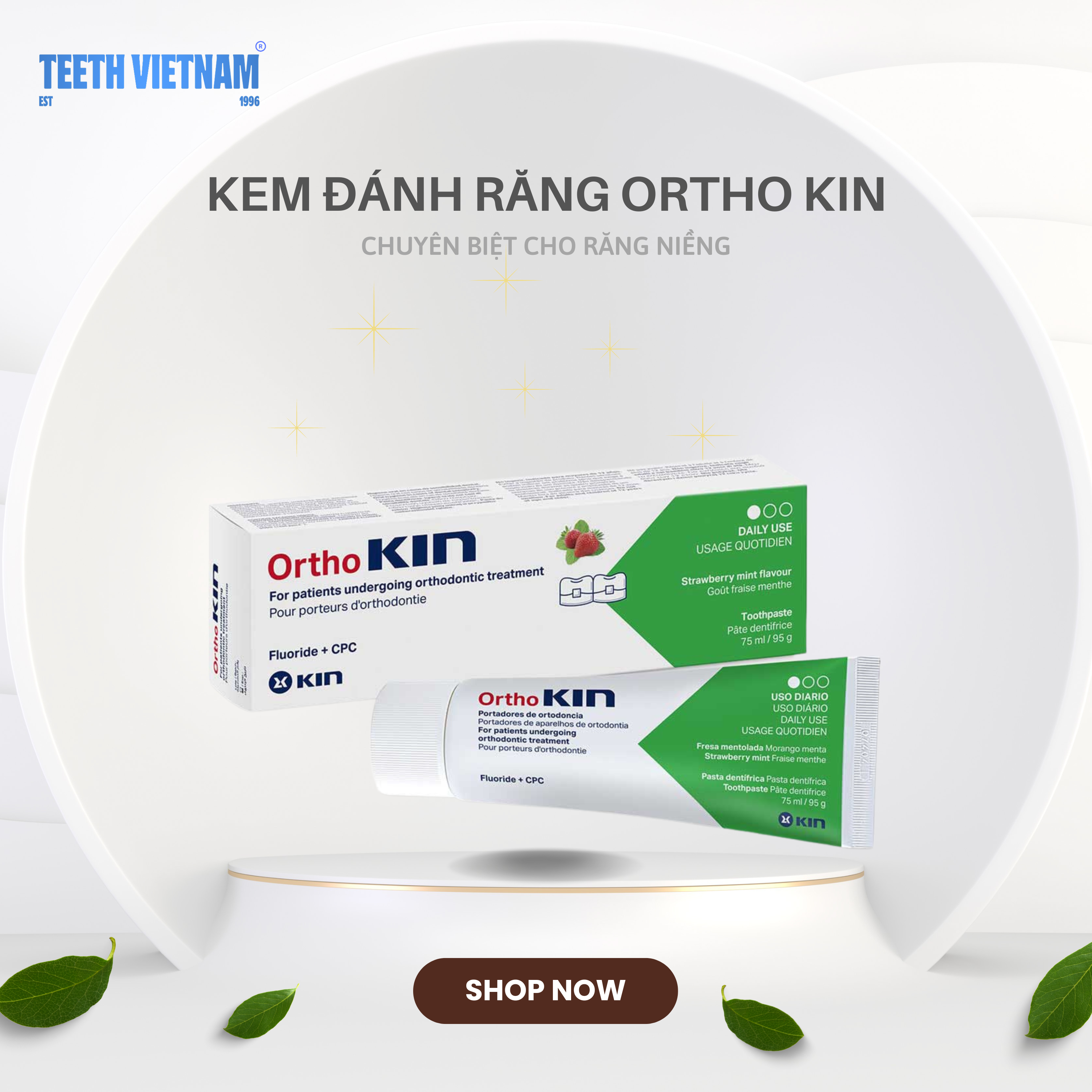 Kem đánh răng ortho kin cho răng niềng, chỉnh nha 75ml