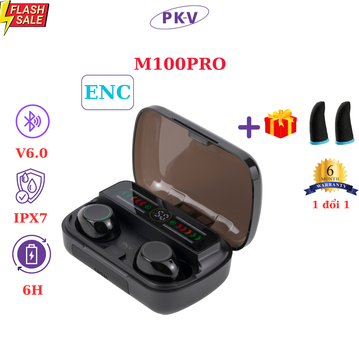 Tai Nghe M100 PRO GAME MODE Bluetooth 5.3 TWS Hifi Chống Thấm Nước Kèm Mic , Pin Trâu 5-6h