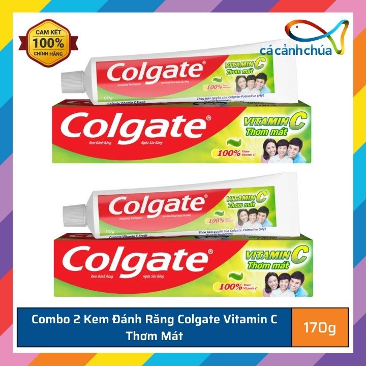 Combo 2 Kem đánh răng Colgate Vitamin C thơm mát 170g - Thái Lan