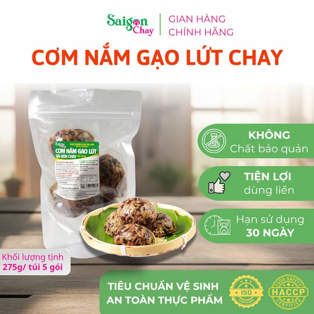 Cơm nắm gạo lứt Sài Gòn Chay ăn liền tiện lợi cho bữa chay lành