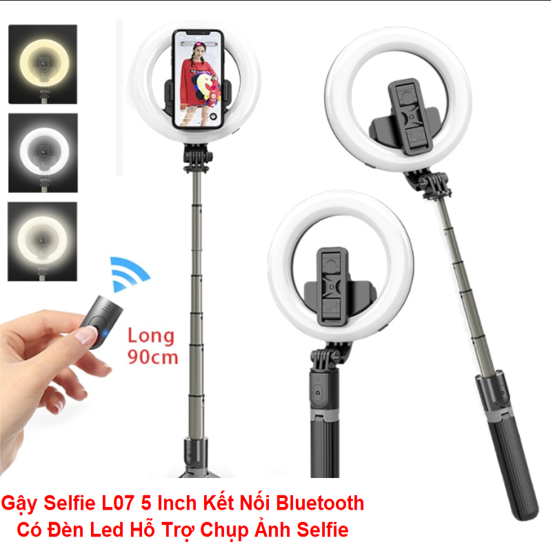 [ GIÁ SIÊU RẺ] Gậy Selfie L07 5 Inch Kết Nối Bluetooth Có Đèn Led 3 Chế Độ Sáng Hỗ Trợ Chụp Ảnh Selfie,Livestream Sáng Rõ,Gậy Chụp Ảnh Tripod Cao Cấp,Gậy Chụp Ảnh Selfie Kết Nối Bluetooth Đa Năng Remote Điều Khiển Từ Xa
