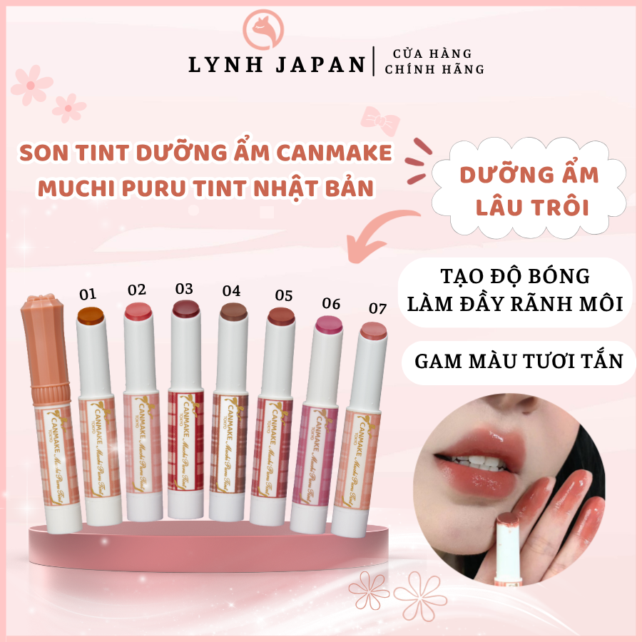 Son tint dưỡng ẩm giữ màu Canmake Muchi Puru Tint Nhật Bản