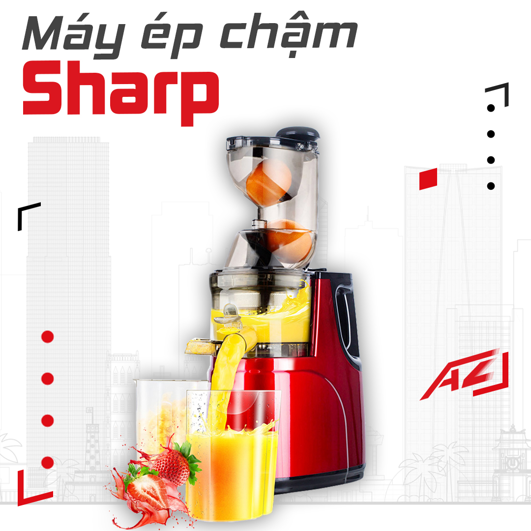 Máy ép chậm Sharp KS 886 - Máy ép trái cây Sharp miệng lớn - Máy ép hoa quả - Máy ép chậm đa chức năng