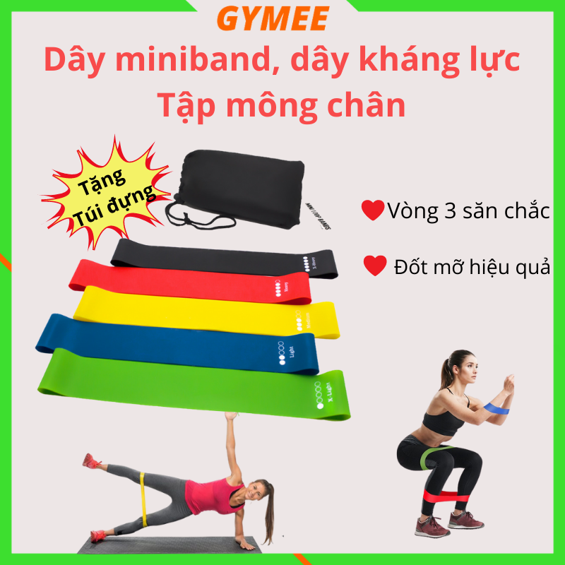 Dây miniband cao su tập yoga gym, dây kháng lực co dãn đàn hồi tập mông chân đùi cao cấp nam nữ