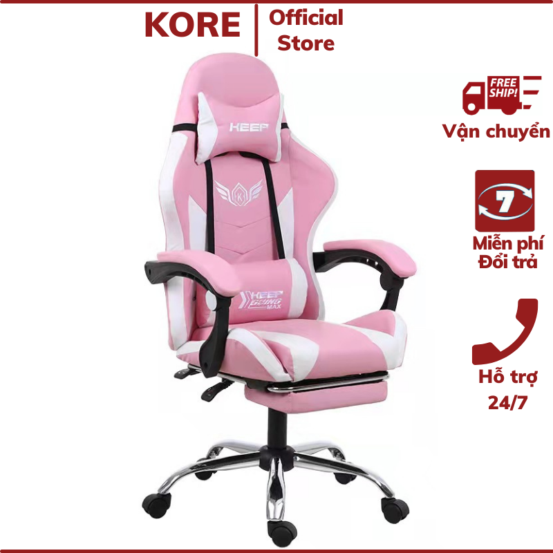 Ghế gaming dành cho game thủ mẫu mới nhiều màu sắc Da Pu cao cấp, Ghế ngồi máy tính chơi game gác chân tựa lưng thoải mái