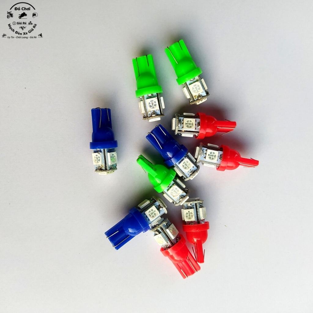 Bóng Led T10 5 Tim Led Siêu Sáng, Đèn Led T10 5SMD, Demi, Xi Nhan Xe Máy