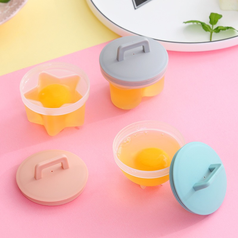 Khuôn hấp bánh, Khuôn hấp trứng cho bé (bộ 4 khuôn nhựa kèm chổi silicon quét dầu)