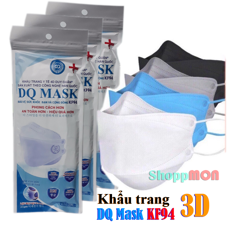 ( 1Túi 5 chiếc ) Khẩu Trang 4D Mask Kháng Khuẩn DQ Mask KF94 Hàng cao cấp Công Nghệ Hàn Quốc