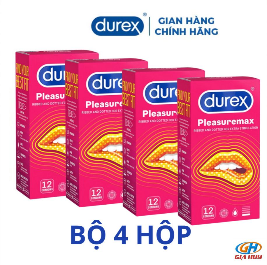 Bộ 4 hộp bao cao su Durex Pleasuremax hộp 12 chiếc