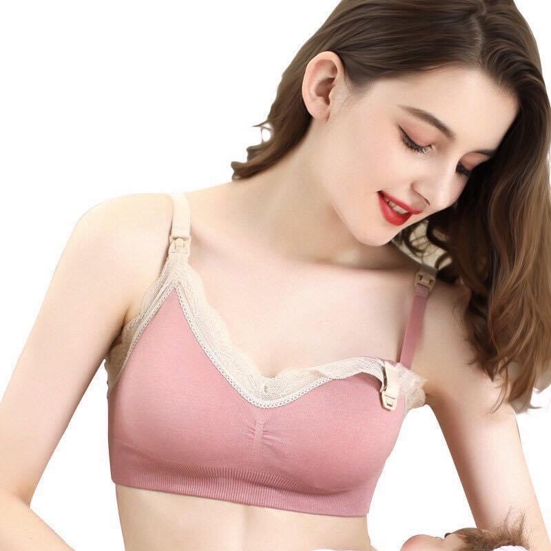 Áo lót Bra chống xệ mặc bầu | cho con bú cao cấp viền ren AL21 - Đủ size M/L/XL - Siêu co giãn chất đẹp nâng ngực tốt
