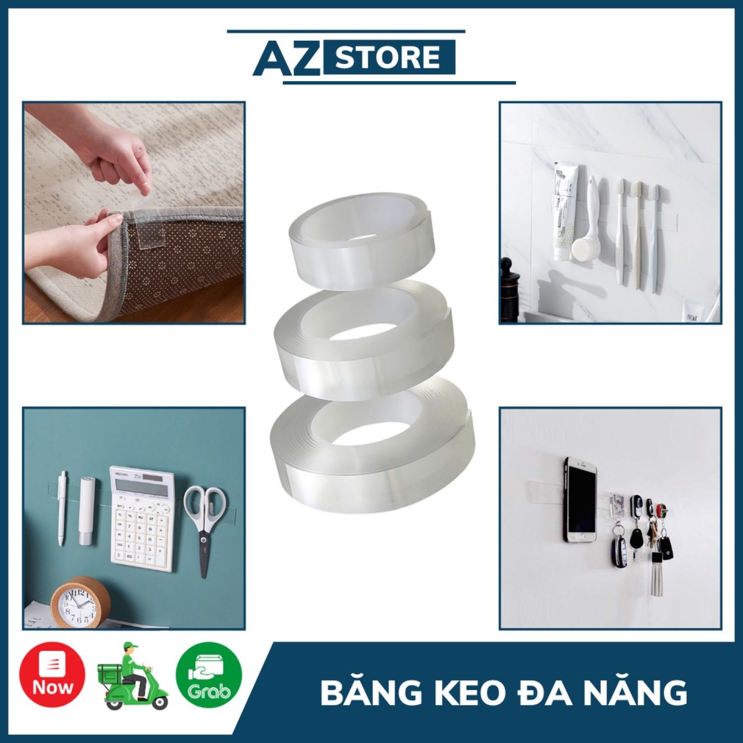 Băng keo đa năng.5 mét băng dán 2 mặt siêu dính trong suốt dán mọi bề mặt - az store