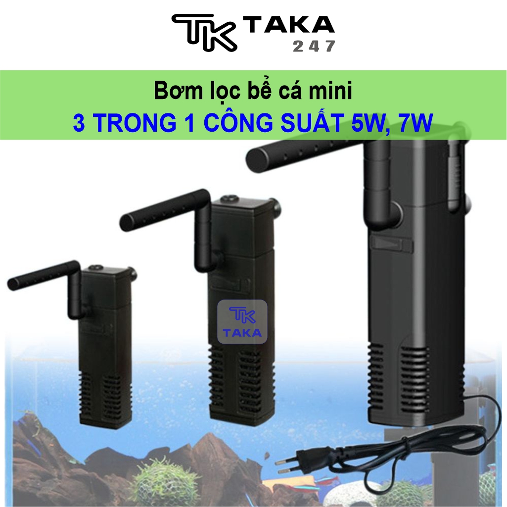 Máy bơm lọc bể cá mini 3 trong 1 không gây tiếng ồn với máy bơm bọt biển