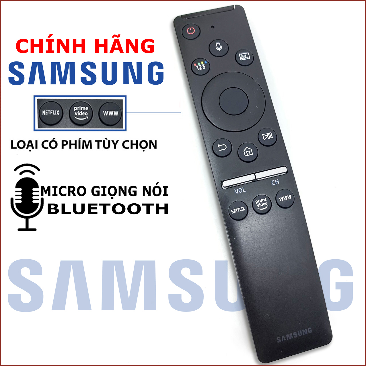 Điều khiển tv samsung giọng nói micro chính hãng hàng indonesia cao cấp