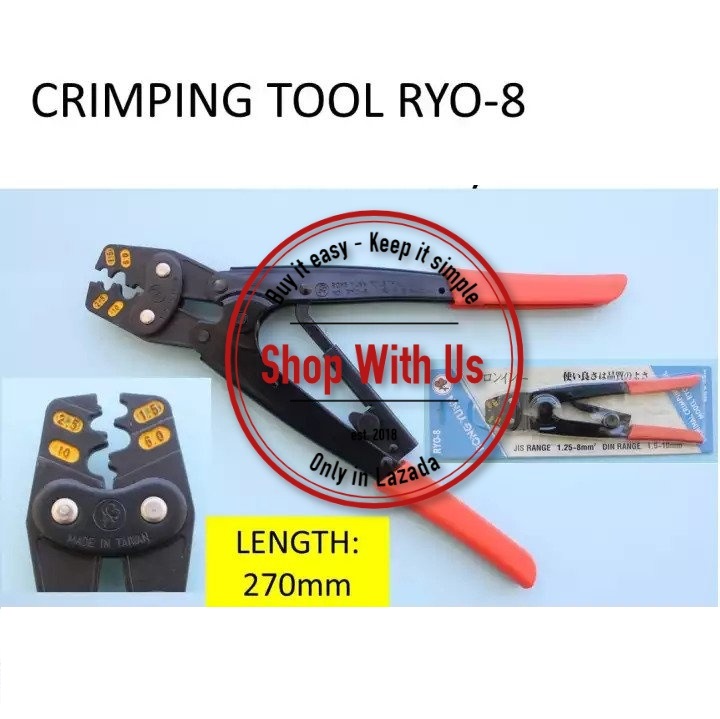 Kìm ép cos ryo 08 - kìm bóp cosse ryo 08 - kìm ép cos 1.5 - 2.5 - 4 - 6 - 10 - kìm bóp cốt
