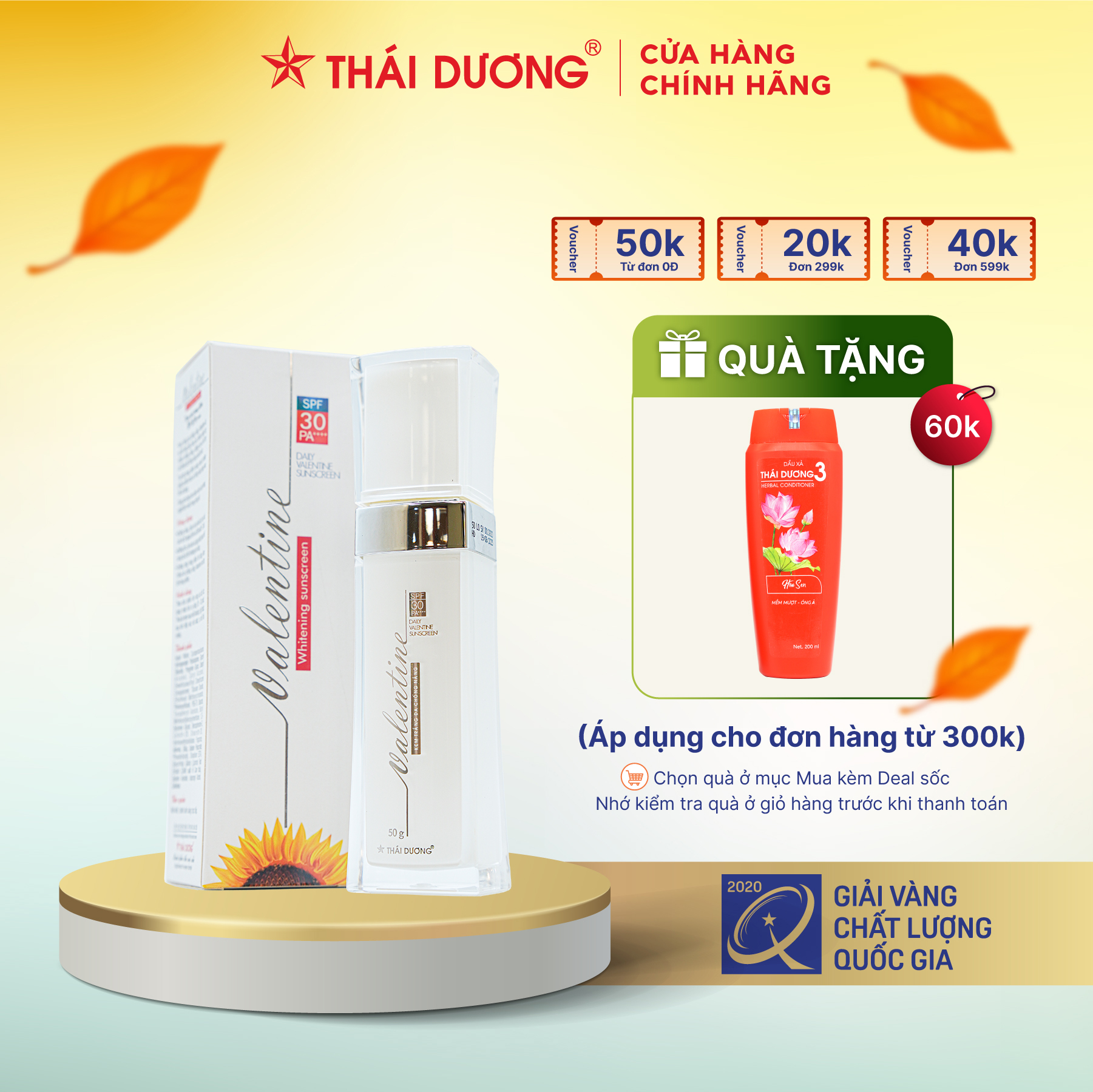 Kem trắng da chống nắng valentine spf 30 sao thái dương 50g