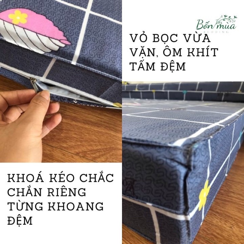 Vỏ đệm coton tc, vỏ đệm gấp 3 nhiều kích thước