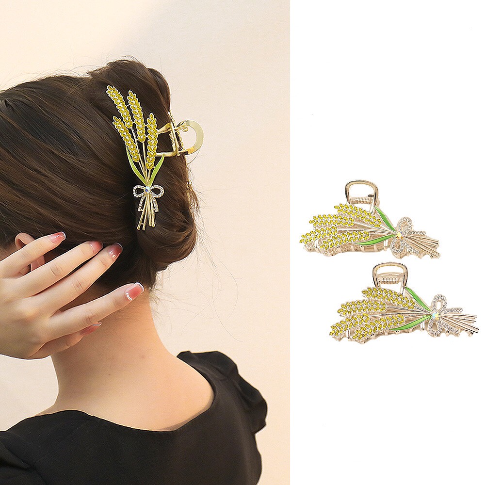 Kẹp tóc kim loại hàn quốc thiết kế bông lúa vàng hottrend st0067