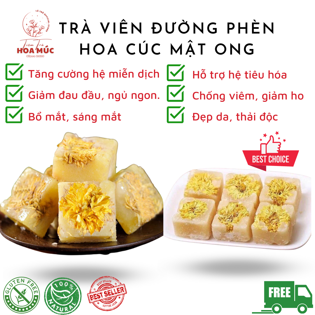 ✅ Trà viên hoa cúc đường phèn mật ong Thượng hạng FREESHIP dưỡng nhan sáng mắt LÀ TRÀ Trà viên nén