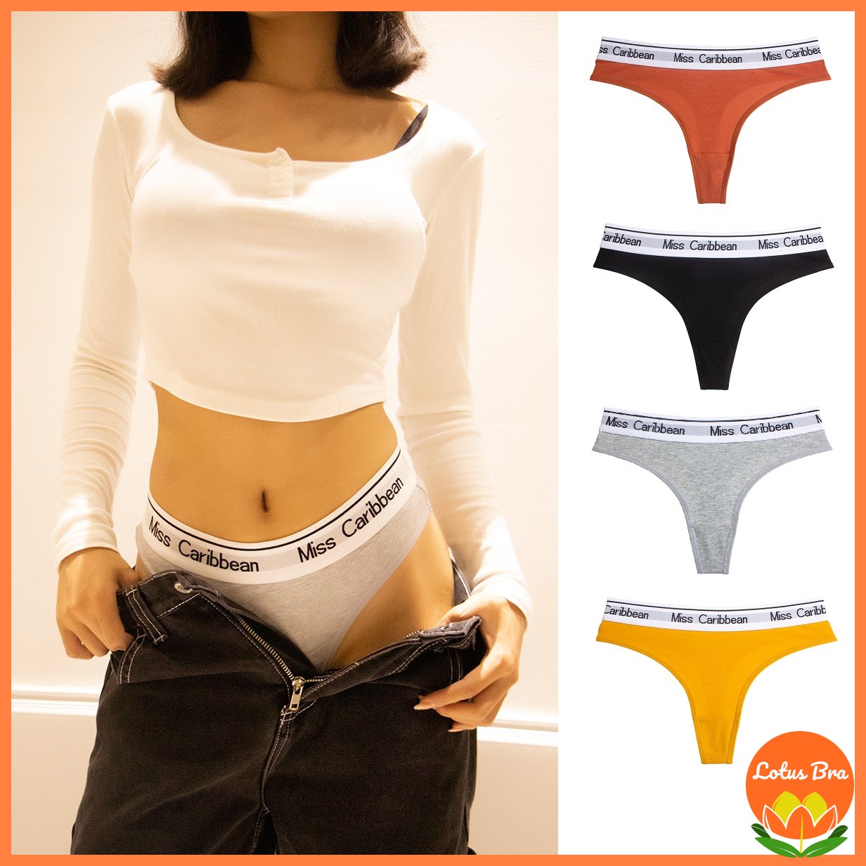 Quần lọt khe cotton cạp to Miss Caribe quần lọt khe nữ sexy