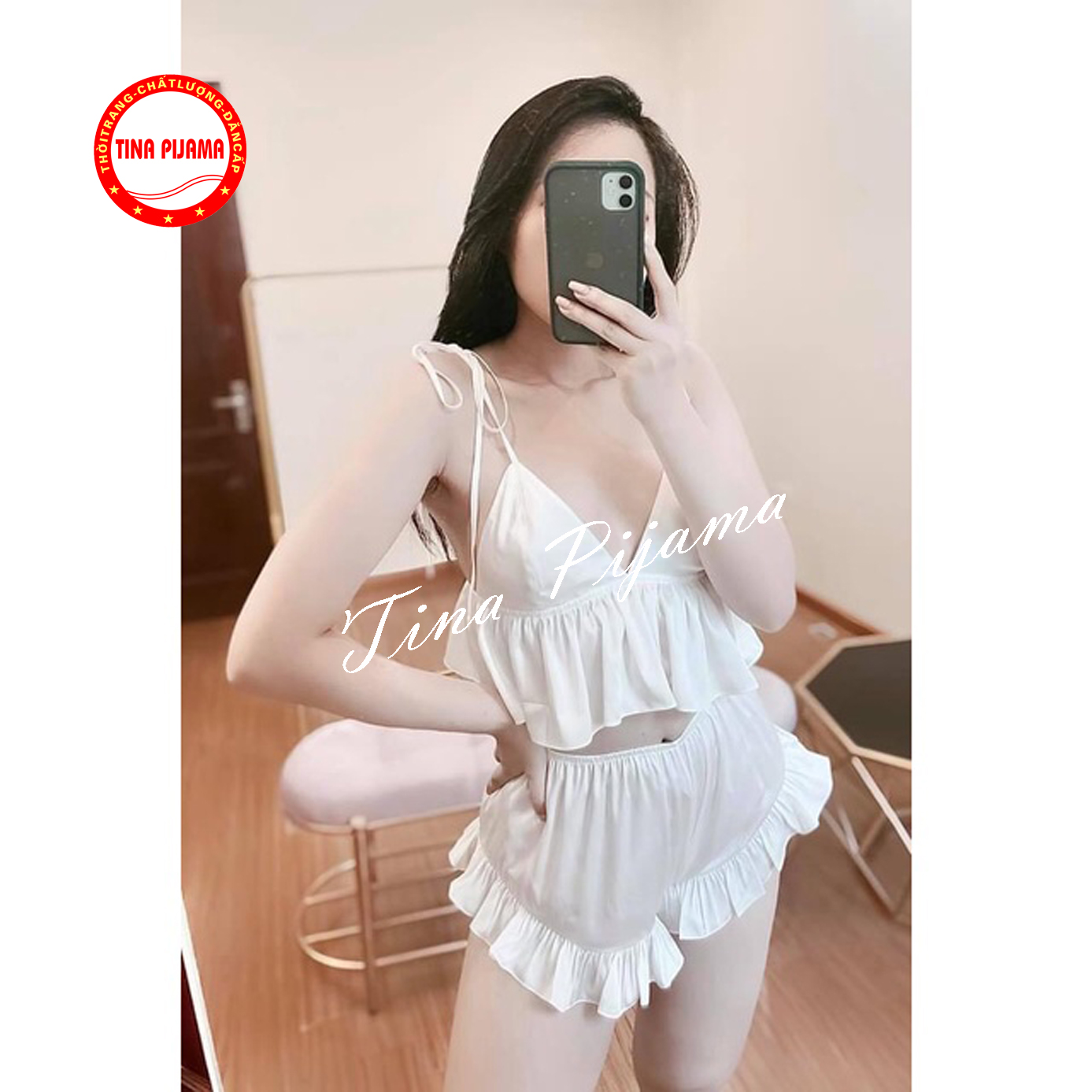 Đồ bộ ngủ nữ 2 dây mặc nhà gợi cảm quyến rũ chất liệu lụa satin mềm mại thoáng mát Freesize