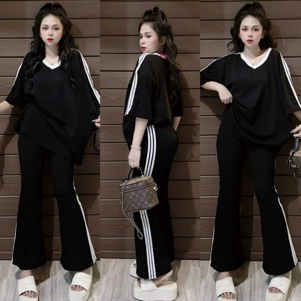 Set Bộ Tăm Lạnh Phối , Áo Tay Lửng Forrm Rộng Cổ Tim Kèm Quần Dài Ống Suông , Có 3 Màu Như Hình Mặc Tôn Dáng