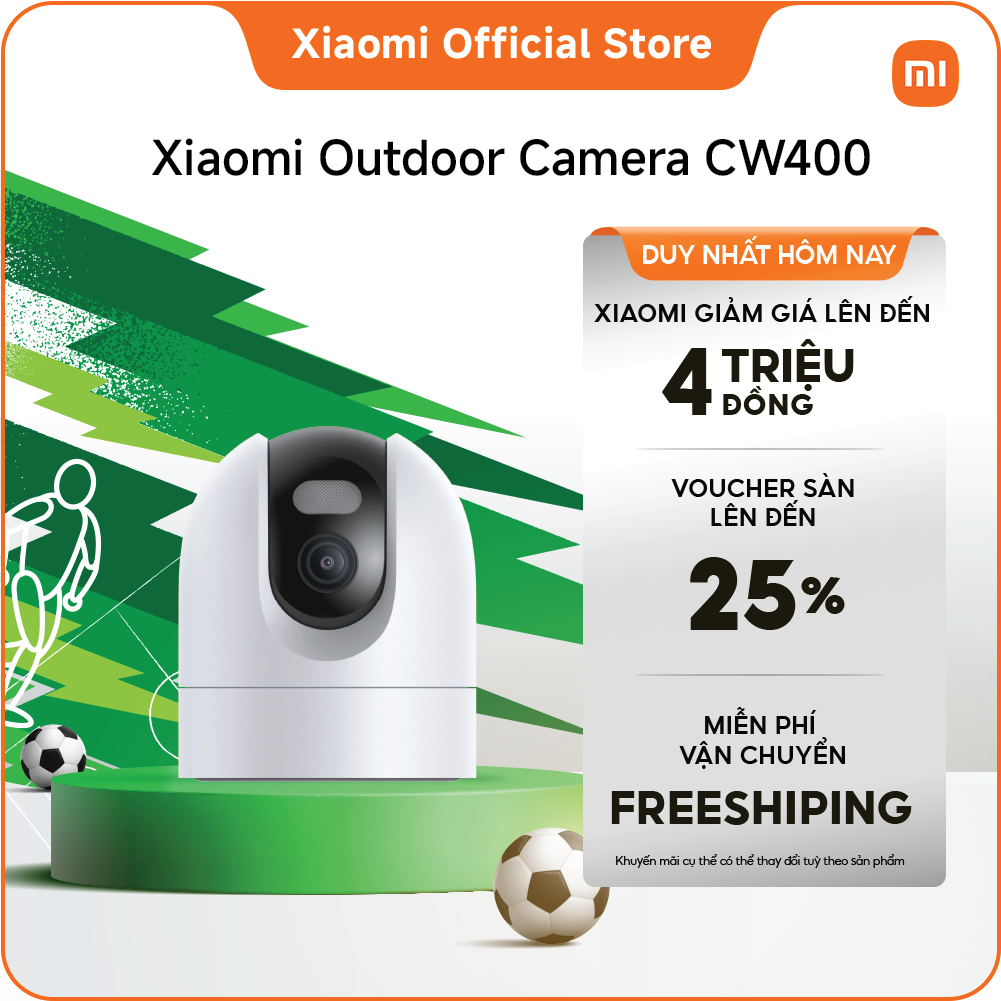 Xiaomi Outdoor Camera CW400 Tầm nhìn ban đêm đủ màu thông minh | Chống nước IP66 | Mạng ăng-ten kép | Hỗ trợ giọng nói hai chiều | Phát hiện con người bằng AI | Hệ thống cảnh báo bằng âm thanh và hình ảnh | Chụp ảnh tua nhanh thời gian