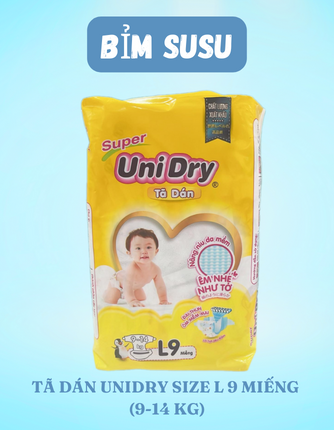 Combo 5 gói tã dán unidry size l 9/ xl 8 miếng