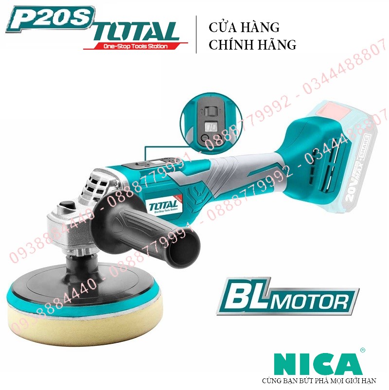 Máy đánh bóng dùng pin total tapli2001 máy chà sàn mini tốc độ không tải: 500-2800/p đế dưới: 150mm điện thế: 20v hiệu suất cao tại không kèm pin sạc