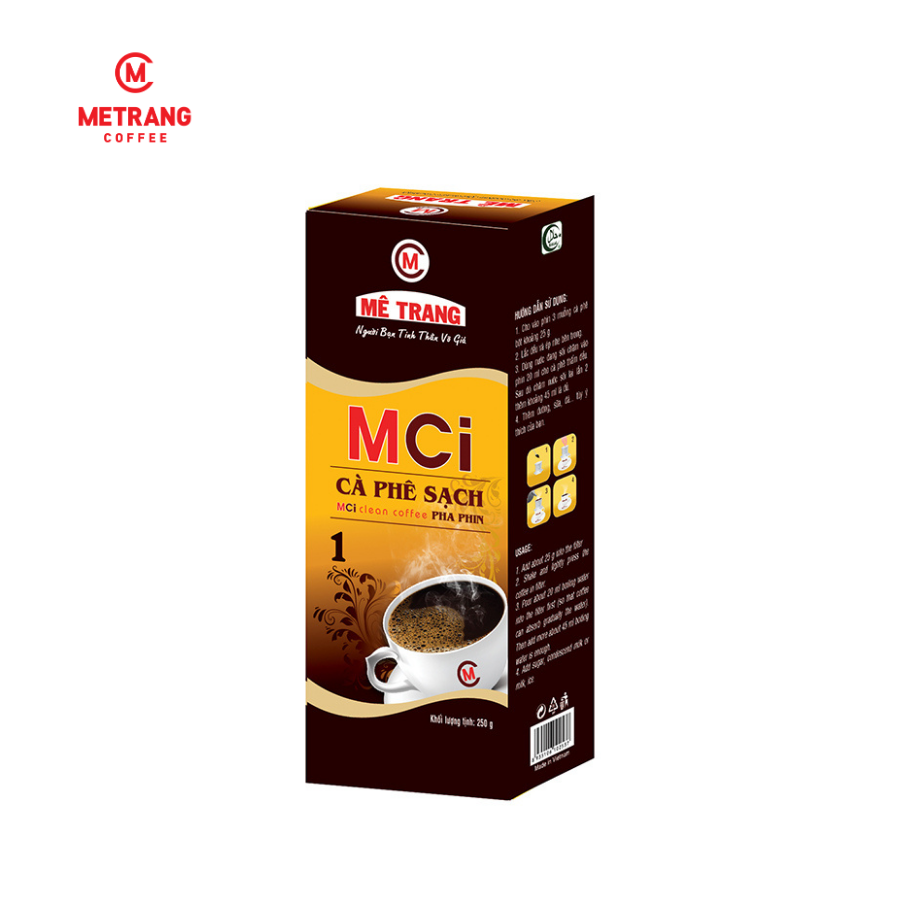 Cà phê Sạch Mê Trang MC1 - hộp 250g hút chân không - cà phê nguyên chất - pha phin