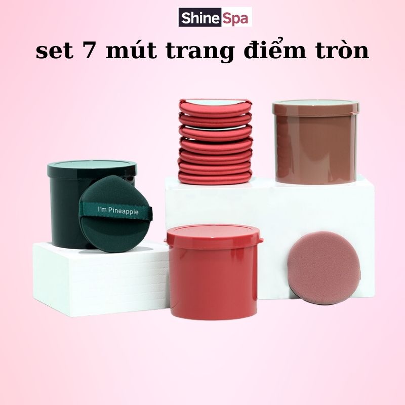 7 bông mút trang điểm tròn, mút tán kem nền che khuyết điểm phấn phủ
