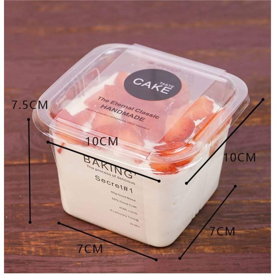 Set 5 hộp nhựa Tiramisu/Pudding/Mousse trong suốt có nắp