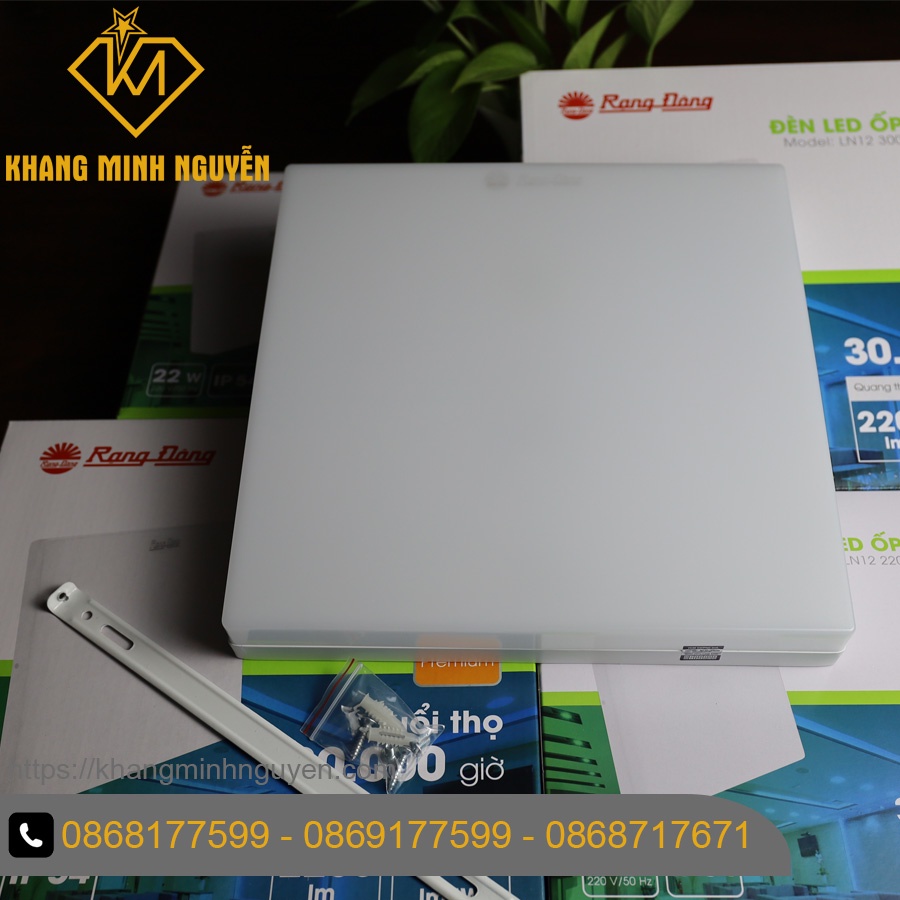 Đèn led ốp trần rạng đông vuông ln12-300x300/30w 6500k ss, đèn ốp trần ban công, ốp trần sảnh, ốp hành lang, ốp logia