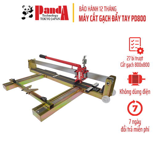 Máy cắt gạch bàn panda pd800, không dùng điện, khung sắt, 27 bi trượt