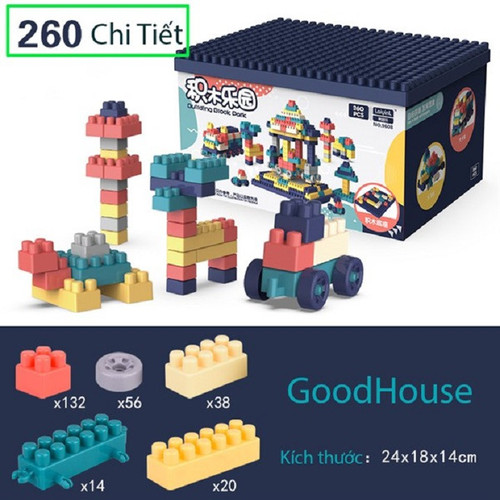 Bộ xếp hình lego 260 chi tiết-bộ đồ chơi xếp hình logo cho bé