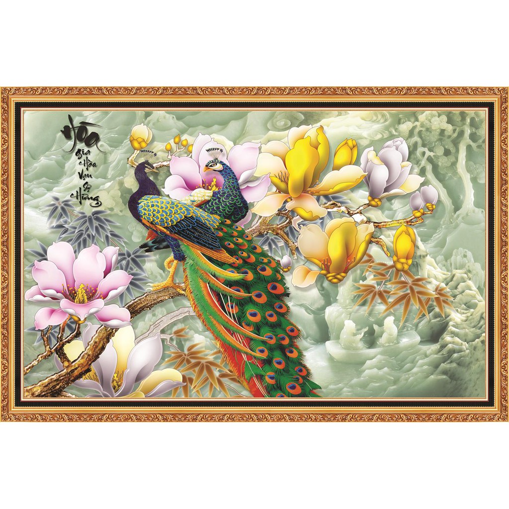 Tranh dán tường VTC trang trí phòng ngủ đôi uyên ương Lunawall-0022NK kim sa