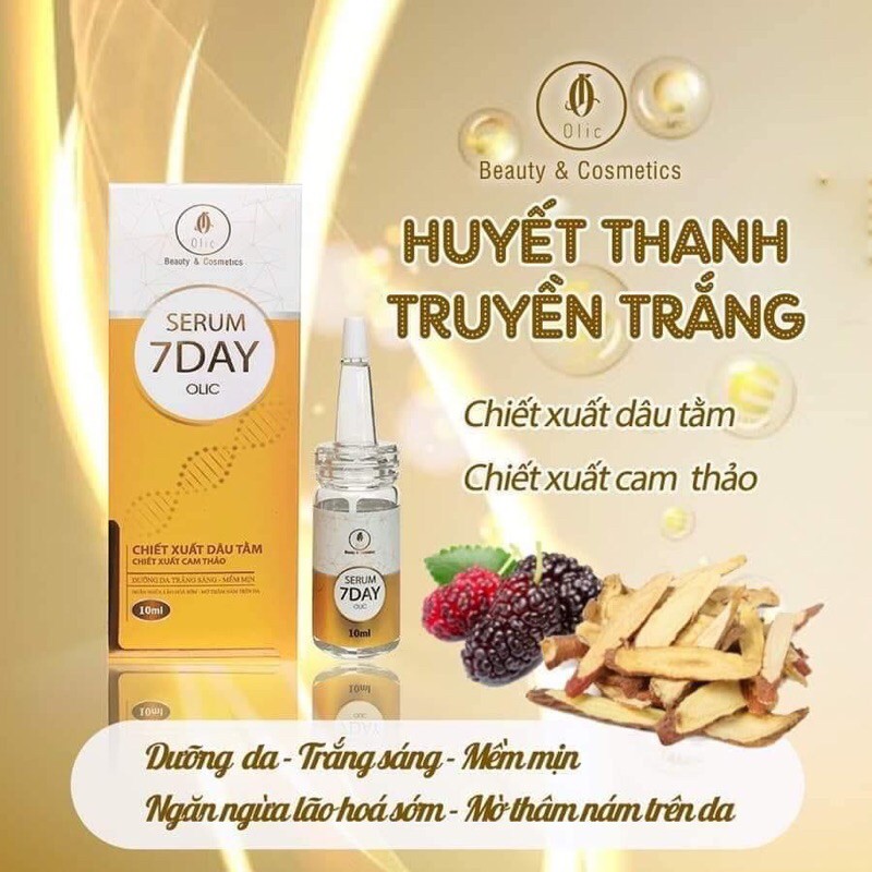 [H]1 CHAI Serum Huyết Thanh truyền trắng Olic 7 Day Olic 10ml mẫu mới dưỡng trắng bật tone , nâng cơ trẻ hóa làn da xóa các vết nhăn, chân chim khóe mắt xóa nám tàn nhang đồi mồi sau 7 ngày