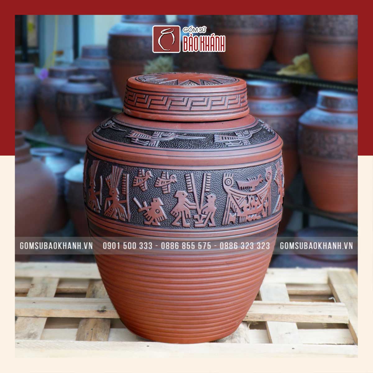 Chum sành Đông Sơn Âu Lạc 10 Lit - bình ngâm rượ.u, chum ngâm rượ.u, bình rượ.u, chum rượ.u cao cấp