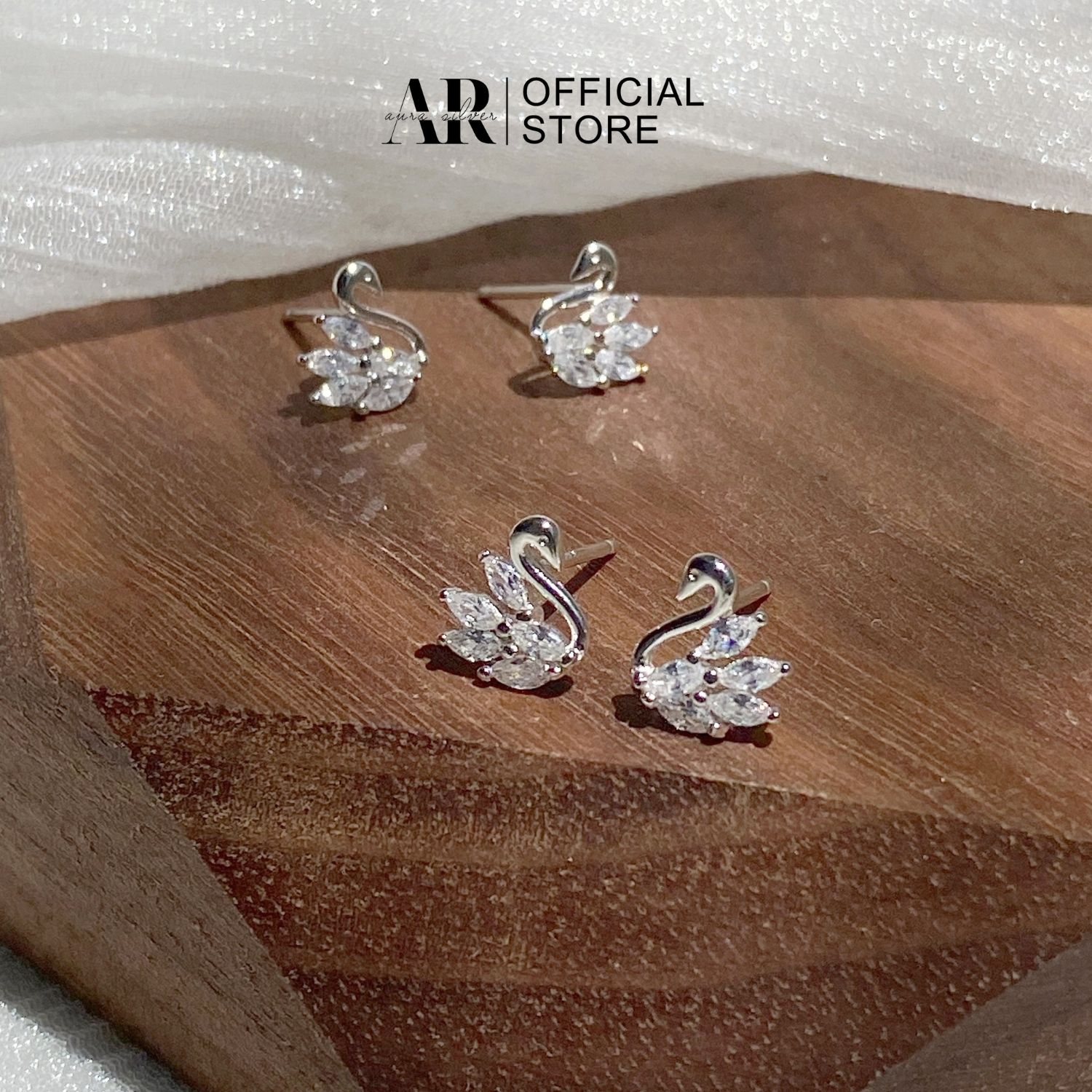Khuyên tai mini bạc 925 bông tai Swan-Aura Silver-Kt03