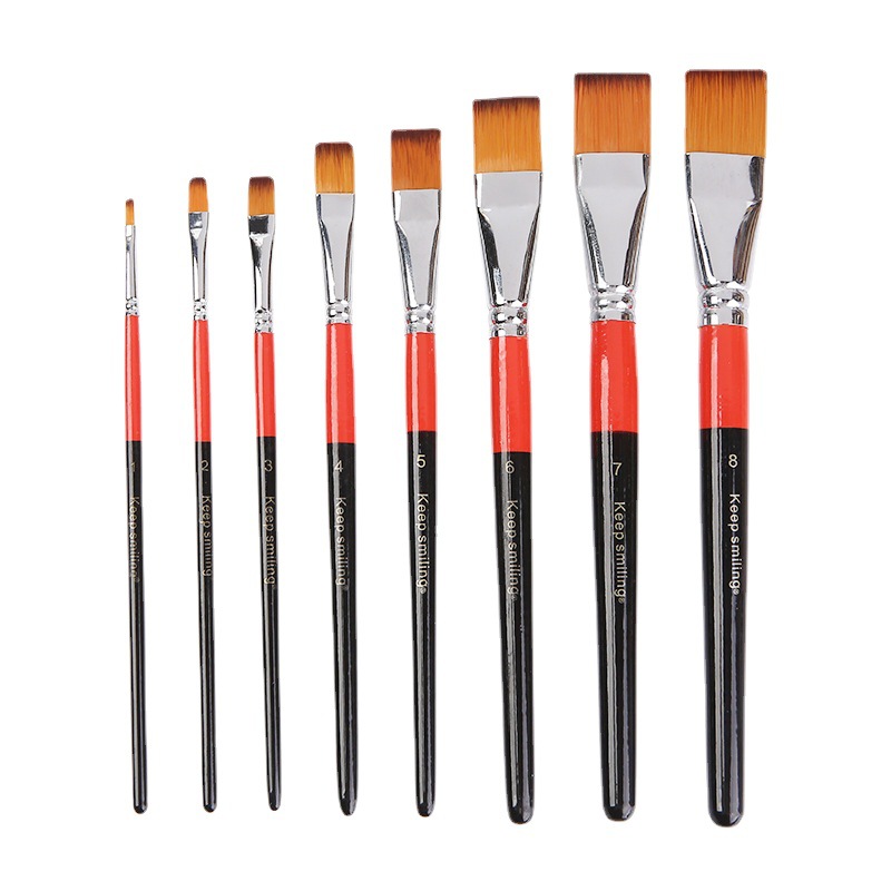 Cọ vẽ đầu dẹt vuông Flat Keep Smiling vẽ màu nước, acrylic, sơn dầu Hot