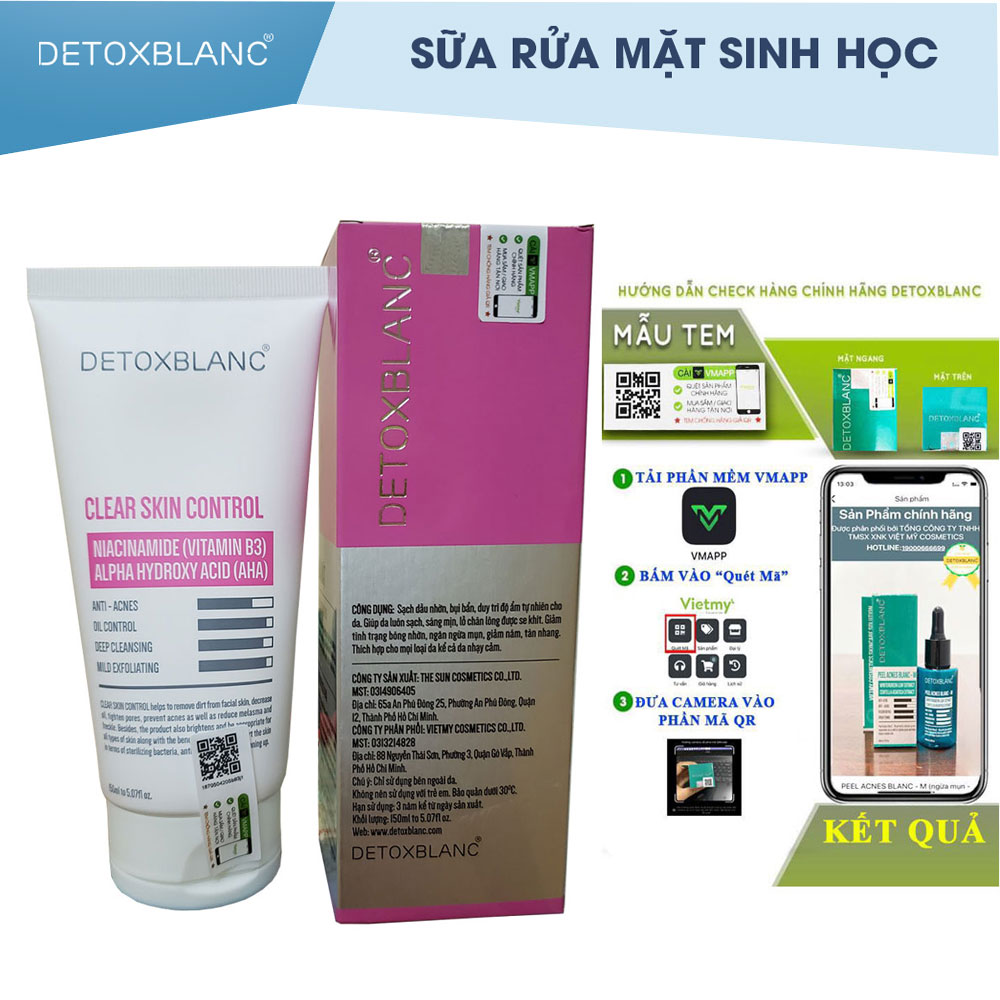 Sữa rửa mặt sinh học Detox BlanC 150ml thải độc da