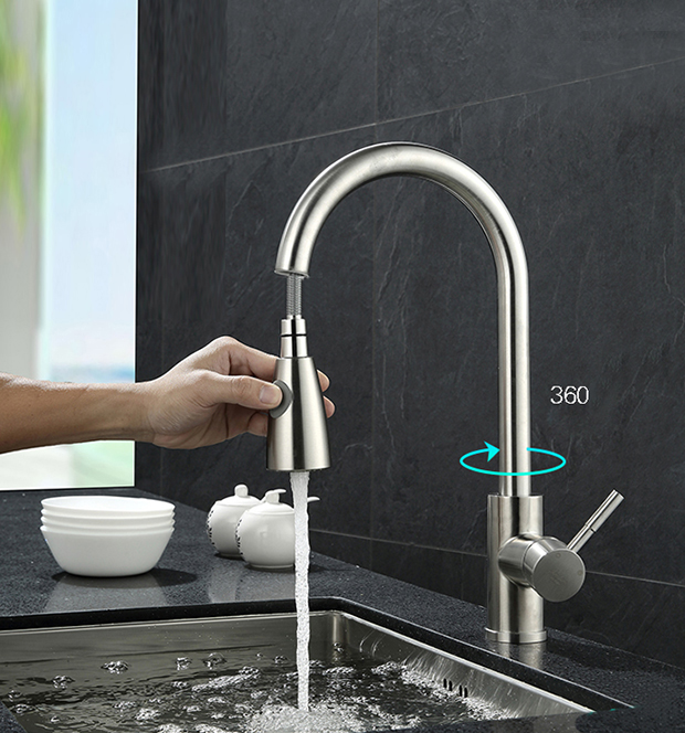 VÒI RỬA CHÉN ĐẦU RÚT NL INOX 304 MỞ LANKA