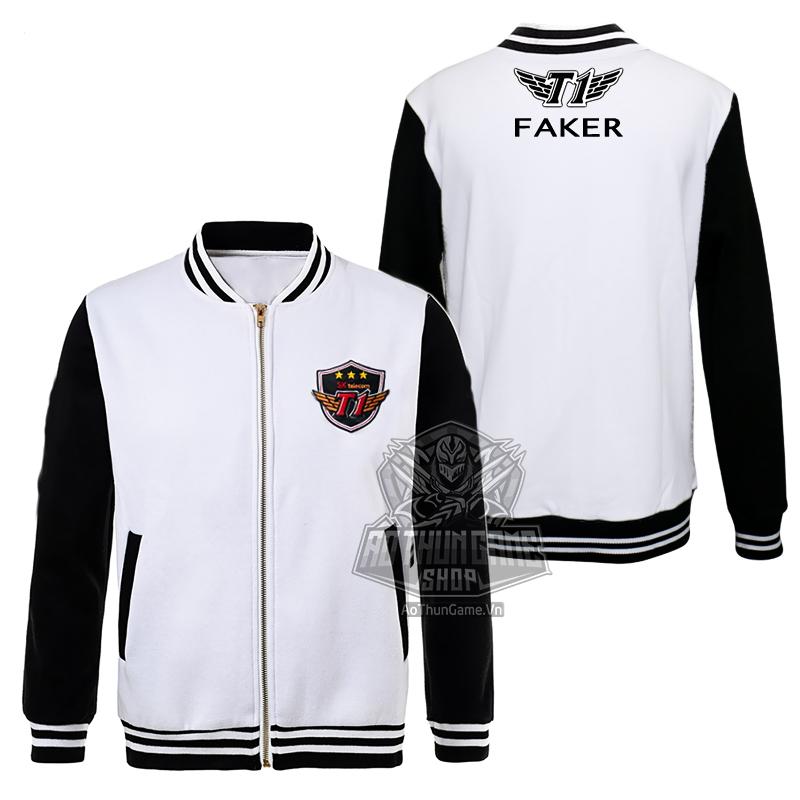 Áo khoác lmht skt t1 faker, áo khoác lol fan skt msi 1st