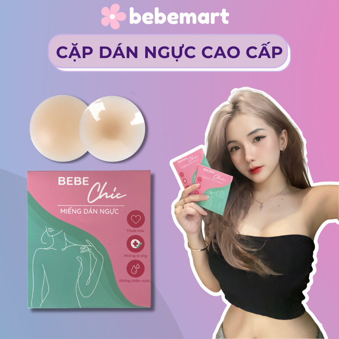 2 miếng dán ngực bebe chic silicone cao cấp tái sử dụng nhiều lần - trong suốt siêu dính