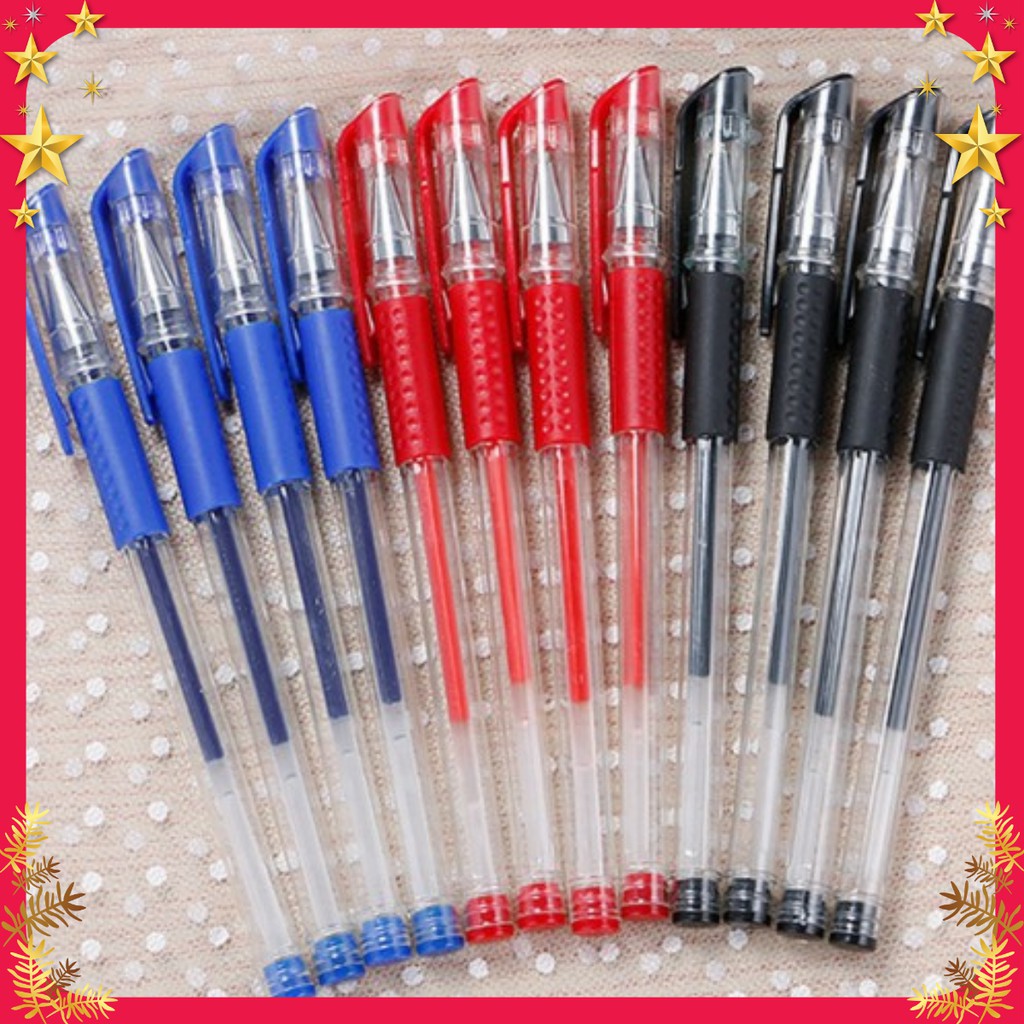 Combo 10 Bút Bi Nước Thân Trơn Với 3 Màu Đỏ/Đen/Xanh