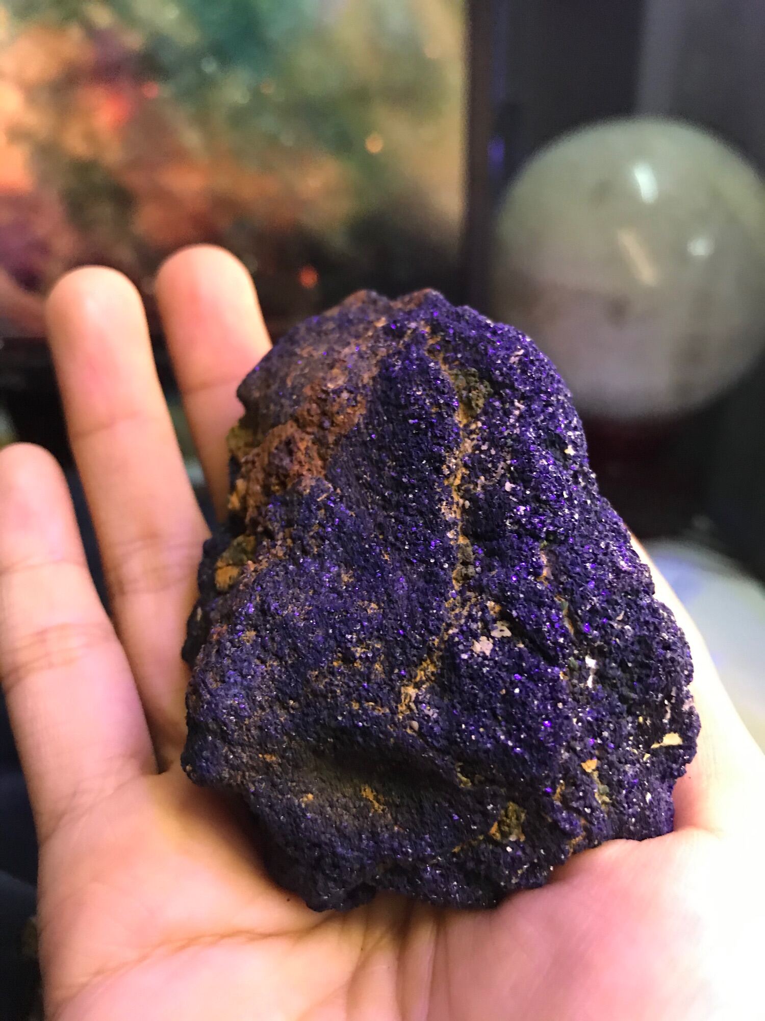 Đã khổng tước lông công huyền bí Azurite machalite tự nhiên Spirit Magic R30