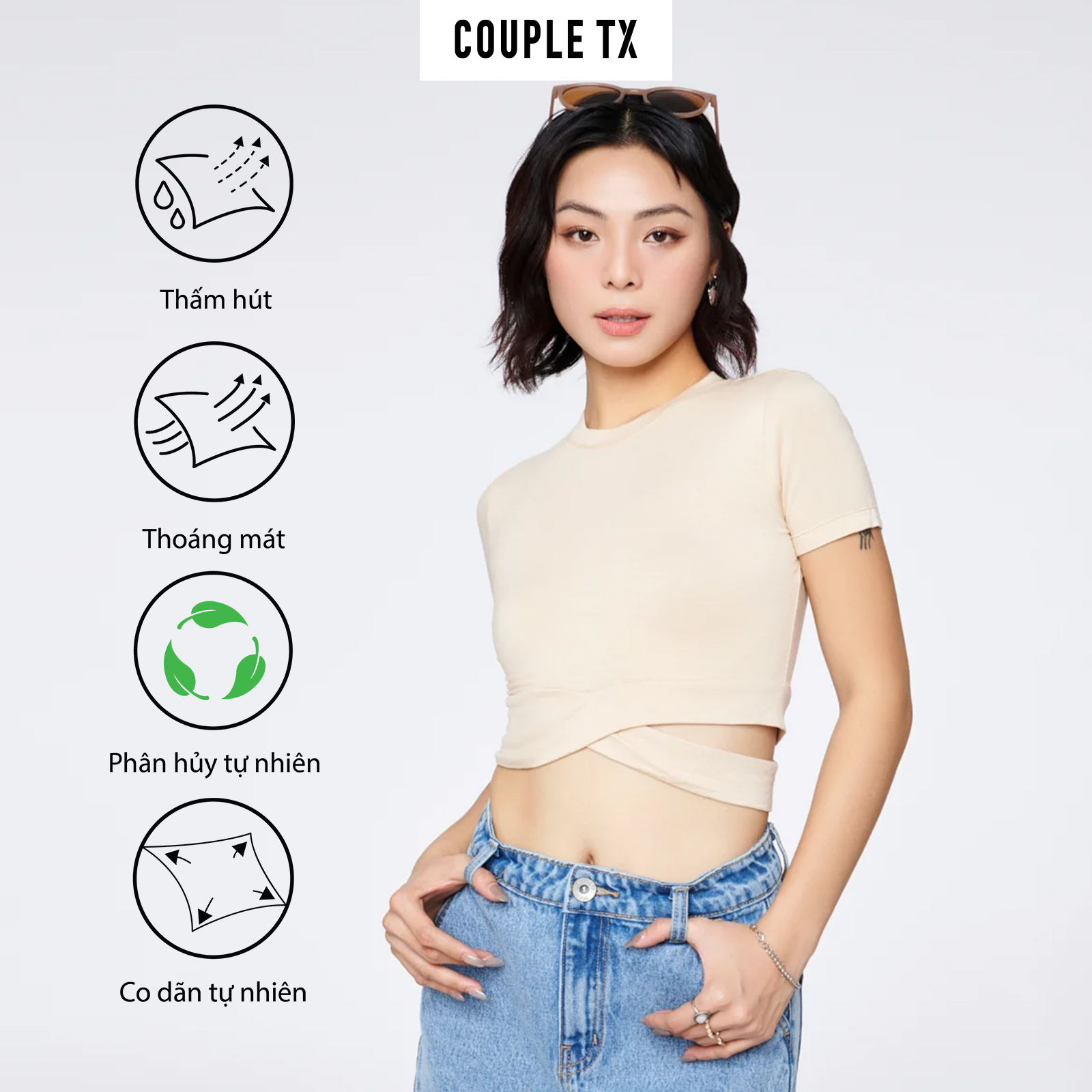 Couple tx - áo thun nữ banana kiểu thắt dây wts 2268