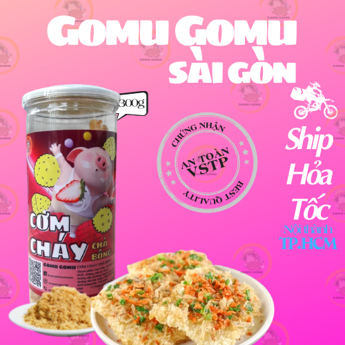 Cơm cháy lắc chà bông, hũ pet 300g Gomu Gomu đồ ăn vặt Sài Gòn